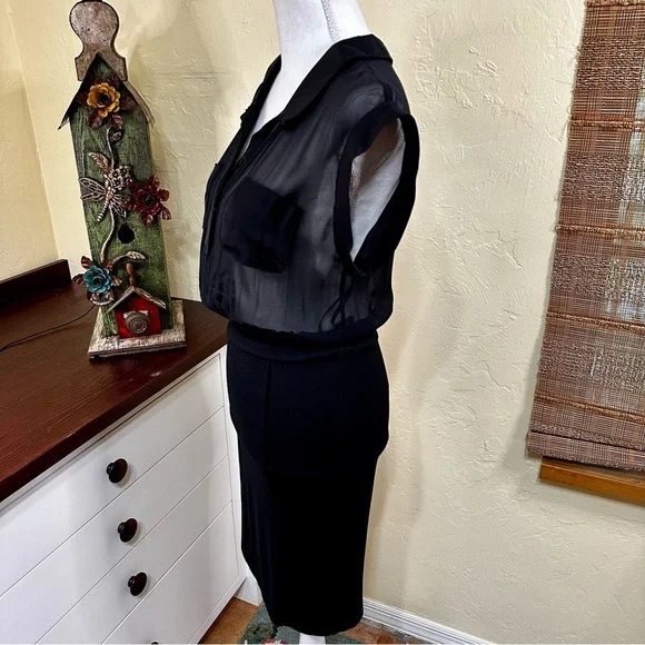 NWT! Bebe Black Blouse Dress - Picture 3 of 7